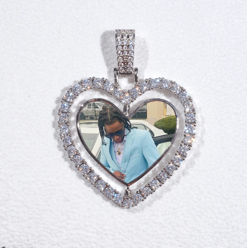3D Spinning 2-Faced Heart Custom Picture Pendant