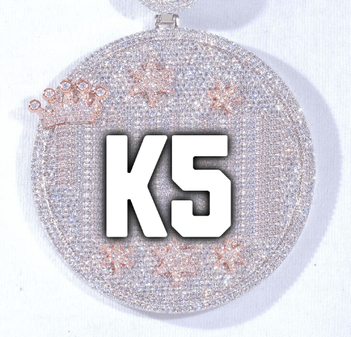 CUSTOM LETTER NECKLACE 3D BIG CROWN DISC
