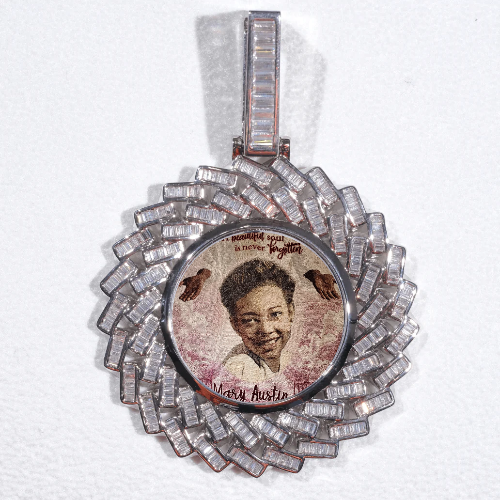Large 3D Baguette Custom Picture Pendant