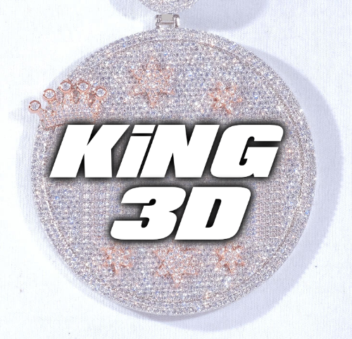 CUSTOM LETTER NECKLACE 3D BIG CROWN DISC