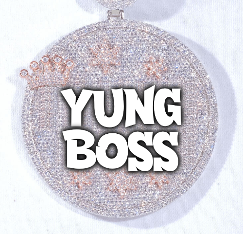 CUSTOM LETTER NECKLACE 3D BIG CROWN DISC