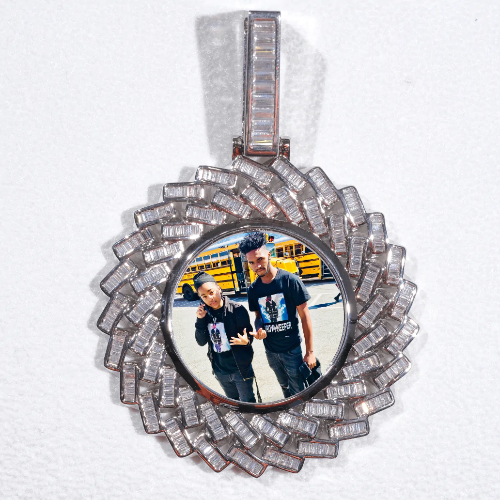 Large 3D Baguette Custom Picture Pendant