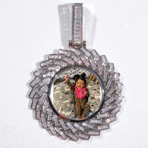 Large 3D Baguette Custom Picture Pendant