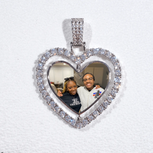 3D Spinning 2-Faced Heart Custom Picture Pendant