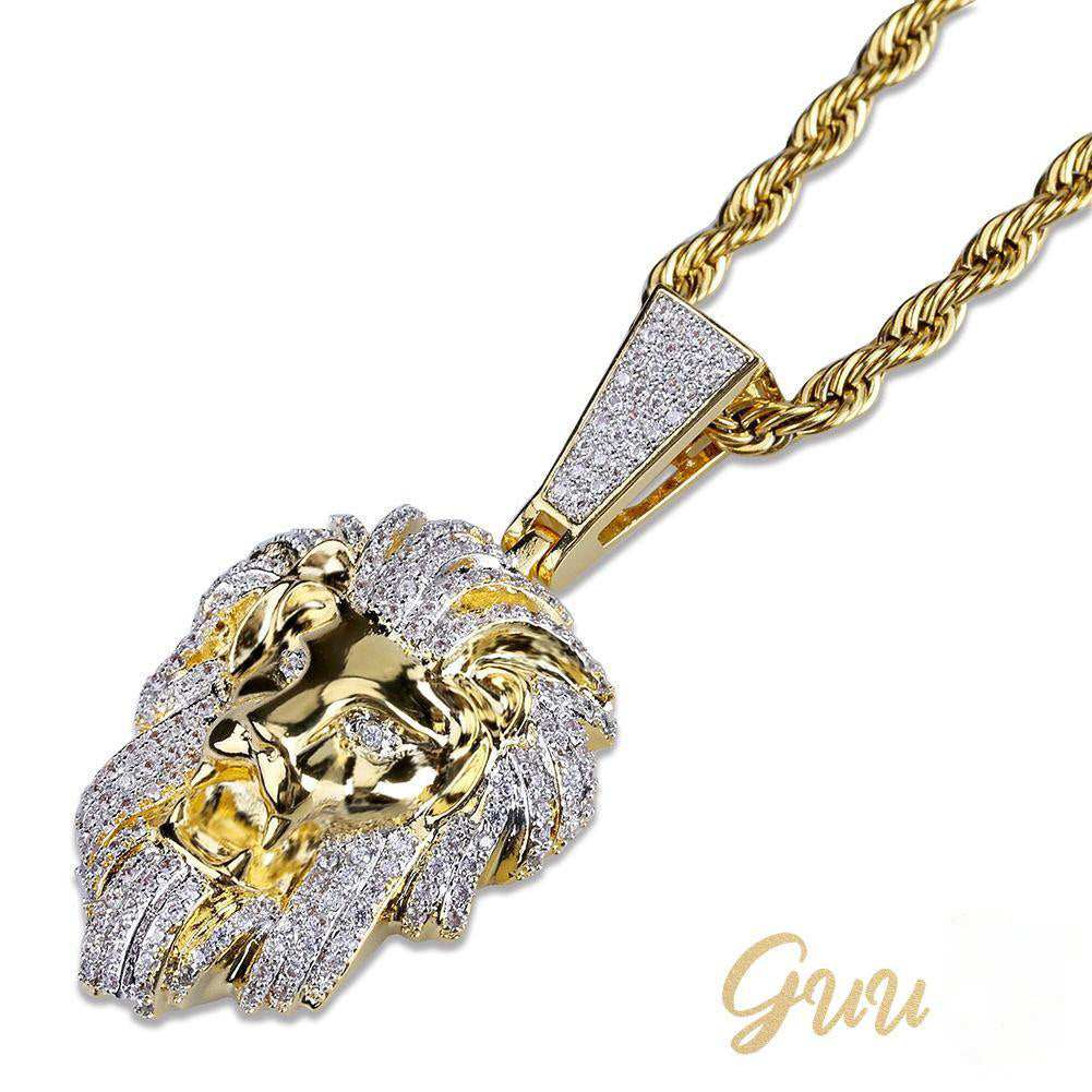 23mm Gold-Plated Micro-inlay Zircon # Lion Head # Rapper Chain - The GUU Shop