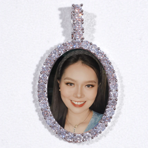 Large 3D Oval Custom Picture Pendant