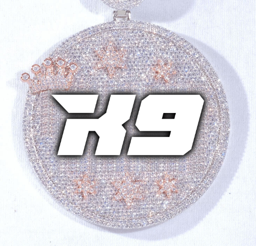 CUSTOM LETTER NECKLACE 3D BIG CROWN DISC