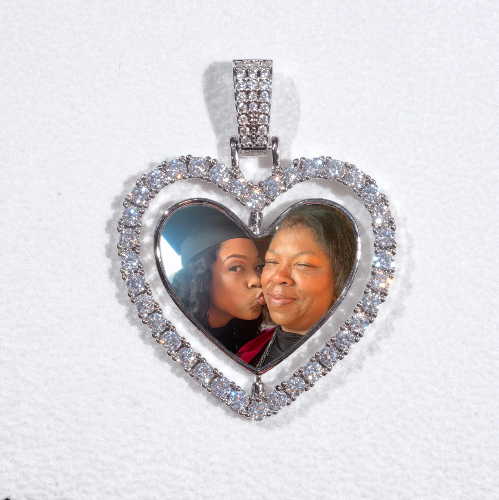 3D Spinning 2-Faced Heart Custom Picture Pendant