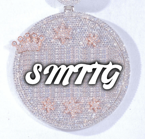CUSTOM LETTER NECKLACE 3D BIG CROWN DISC