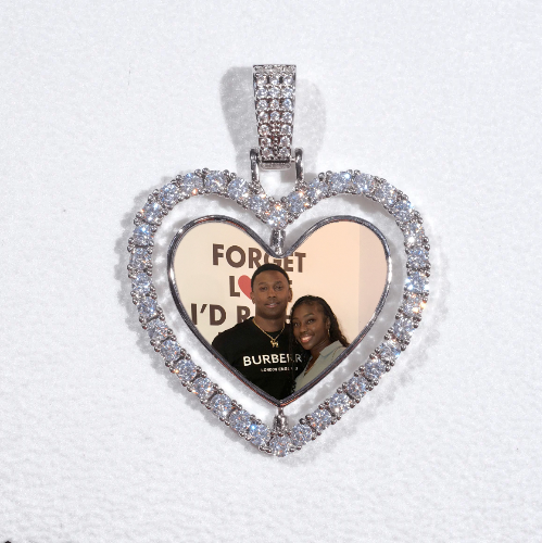 3D Spinning 2-Faced Heart Custom Picture Pendant