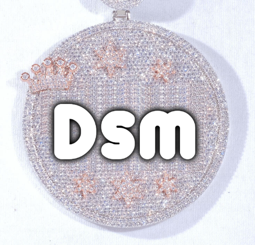 CUSTOM LETTER NECKLACE 3D BIG CROWN DISC