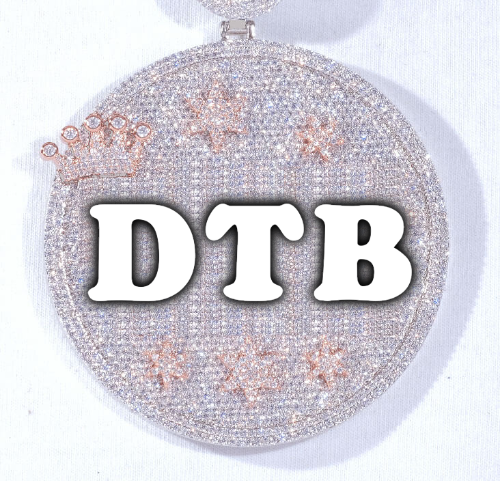 CUSTOM LETTER NECKLACE 3D BIG CROWN DISC