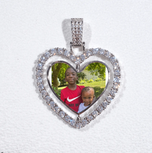3D Spinning 2-Faced Heart Custom Picture Pendant