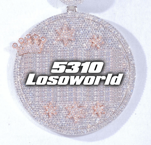 CUSTOM LETTER NECKLACE 3D BIG CROWN DISC