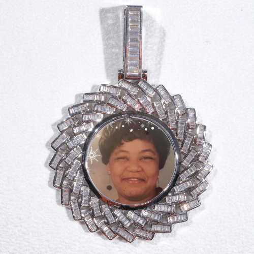 Large 3D Baguette Custom Picture Pendant