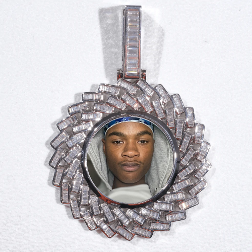 Large 3D Baguette Custom Picture Pendant