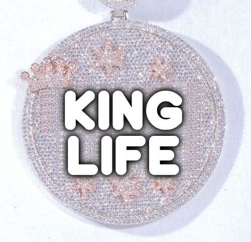 CUSTOM LETTER NECKLACE 3D BIG CROWN DISC