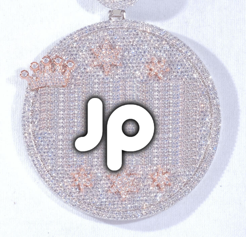 CUSTOM LETTER NECKLACE 3D BIG CROWN DISC