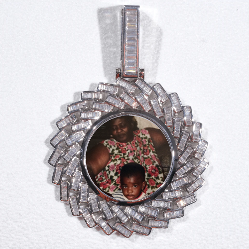 Large 3D Baguette Custom Picture Pendant