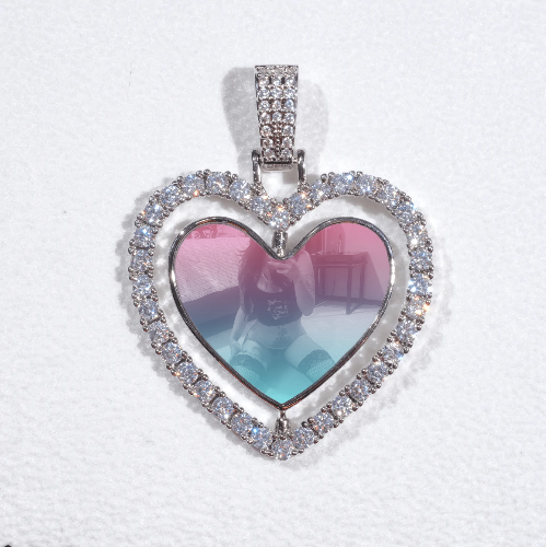 3D Spinning 2-Faced Heart Custom Picture Pendant