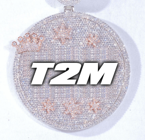 CUSTOM LETTER NECKLACE 3D BIG CROWN DISC