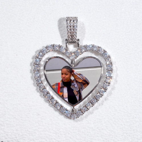 3D Spinning 2-Faced Heart Custom Picture Pendant