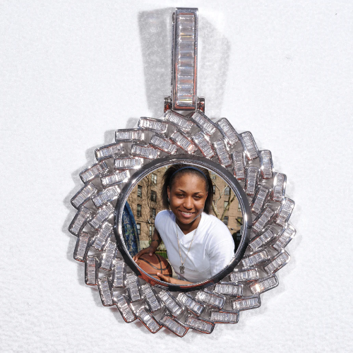 Large 3D Baguette Custom Picture Pendant