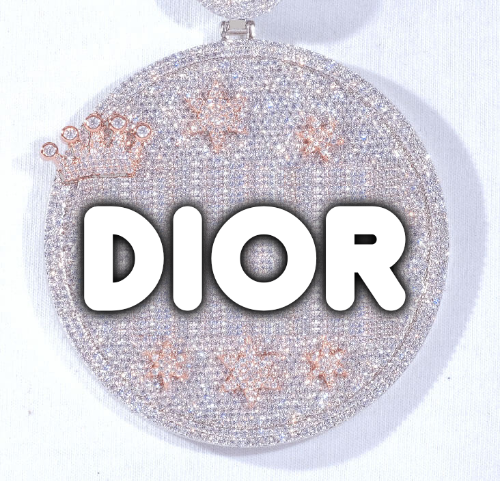 CUSTOM LETTER NECKLACE 3D BIG CROWN DISC