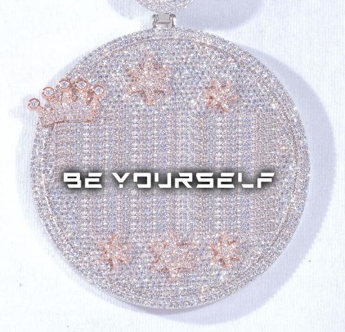 CUSTOM LETTER NECKLACE 3D BIG CROWN DISC