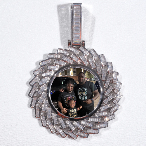 Large 3D Baguette Custom Picture Pendant
