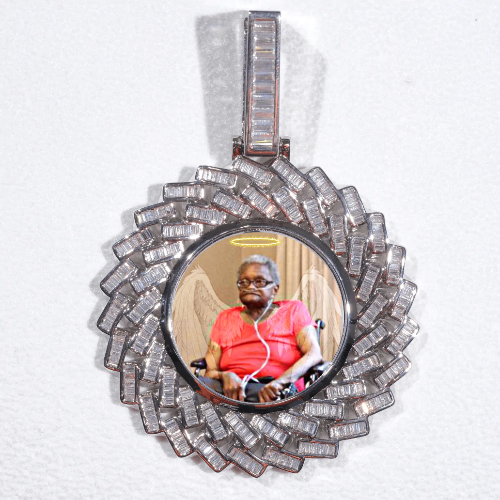 Large 3D Baguette Custom Picture Pendant