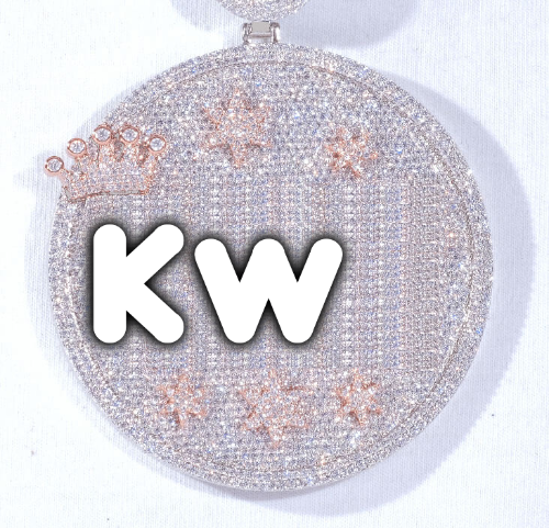 CUSTOM LETTER NECKLACE 3D BIG CROWN DISC