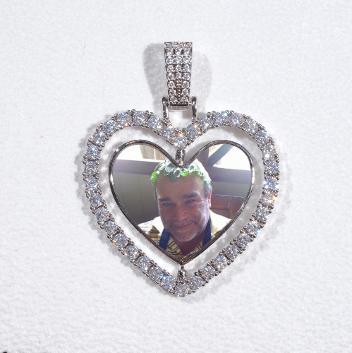 3D Spinning 2-Faced Heart Custom Picture Pendant
