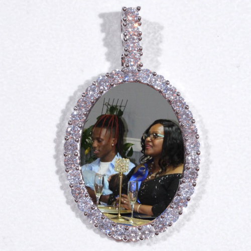 Large 3D Oval Custom Picture Pendant