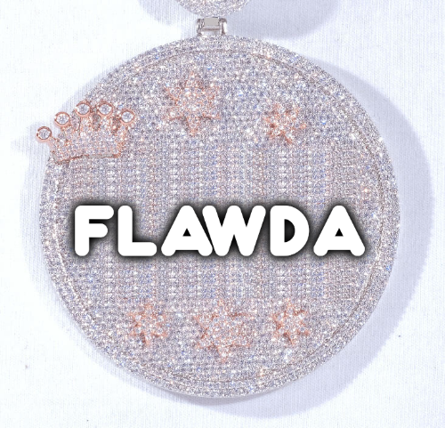 CUSTOM LETTER NECKLACE 3D BIG CROWN DISC