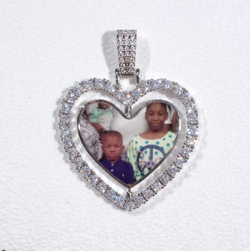 3D Spinning 2-Faced Heart Custom Picture Pendant