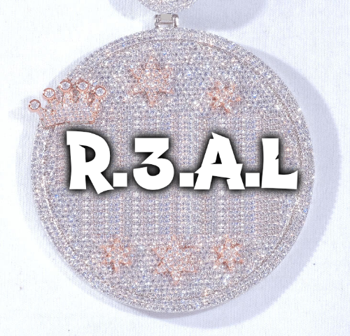 CUSTOM LETTER NECKLACE 3D BIG CROWN DISC