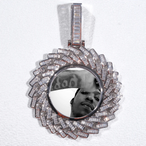 Large 3D Baguette Custom Picture Pendant
