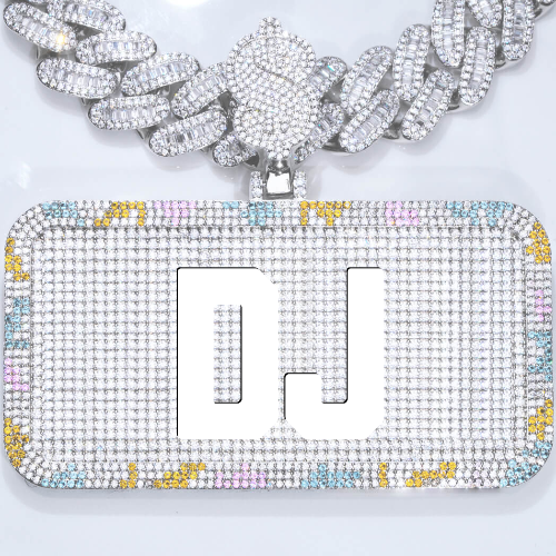 CUSTOM LETTER NECKLACE 3D COLORFUL SQUARE