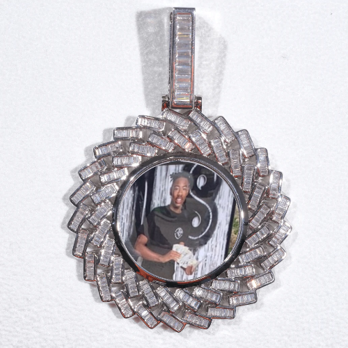Large 3D Baguette Custom Picture Pendant