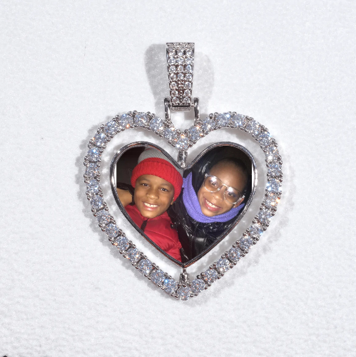 3D Spinning 2-Faced Heart Custom Picture Pendant