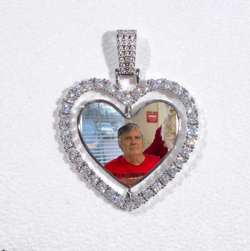 3D Spinning 2-Faced Heart Custom Picture Pendant