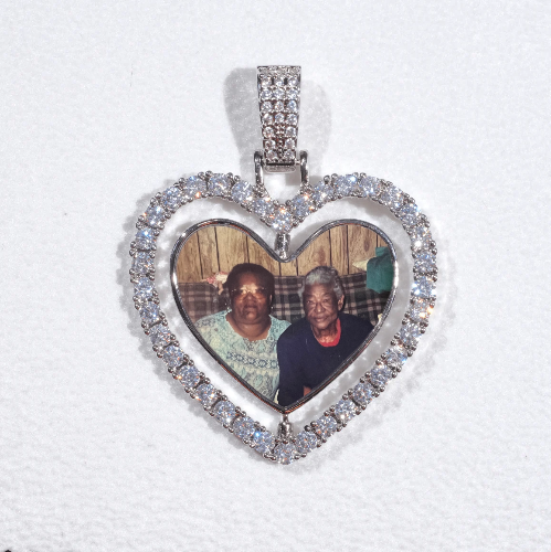 3D Spinning 2-Faced Heart Custom Picture Pendant