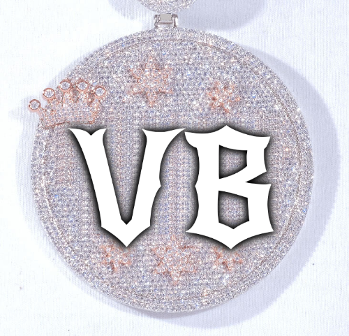 CUSTOM LETTER NECKLACE 3D BIG CROWN DISC