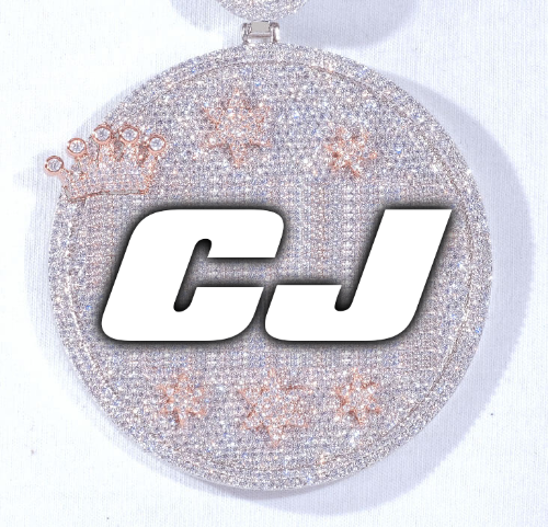 CUSTOM LETTER NECKLACE 3D BIG CROWN DISC