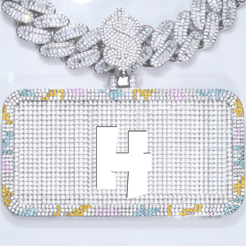 CUSTOM LETTER NECKLACE 3D COLORFUL SQUARE