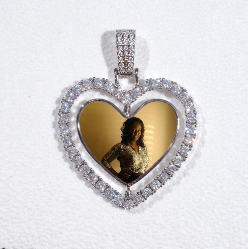 3D Spinning 2-Faced Heart Custom Picture Pendant