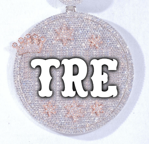 CUSTOM LETTER NECKLACE 3D BIG CROWN DISC