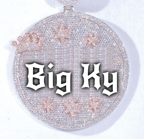 CUSTOM LETTER NECKLACE 3D BIG CROWN DISC