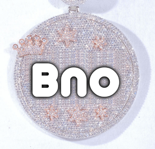 CUSTOM LETTER NECKLACE 3D BIG CROWN DISC